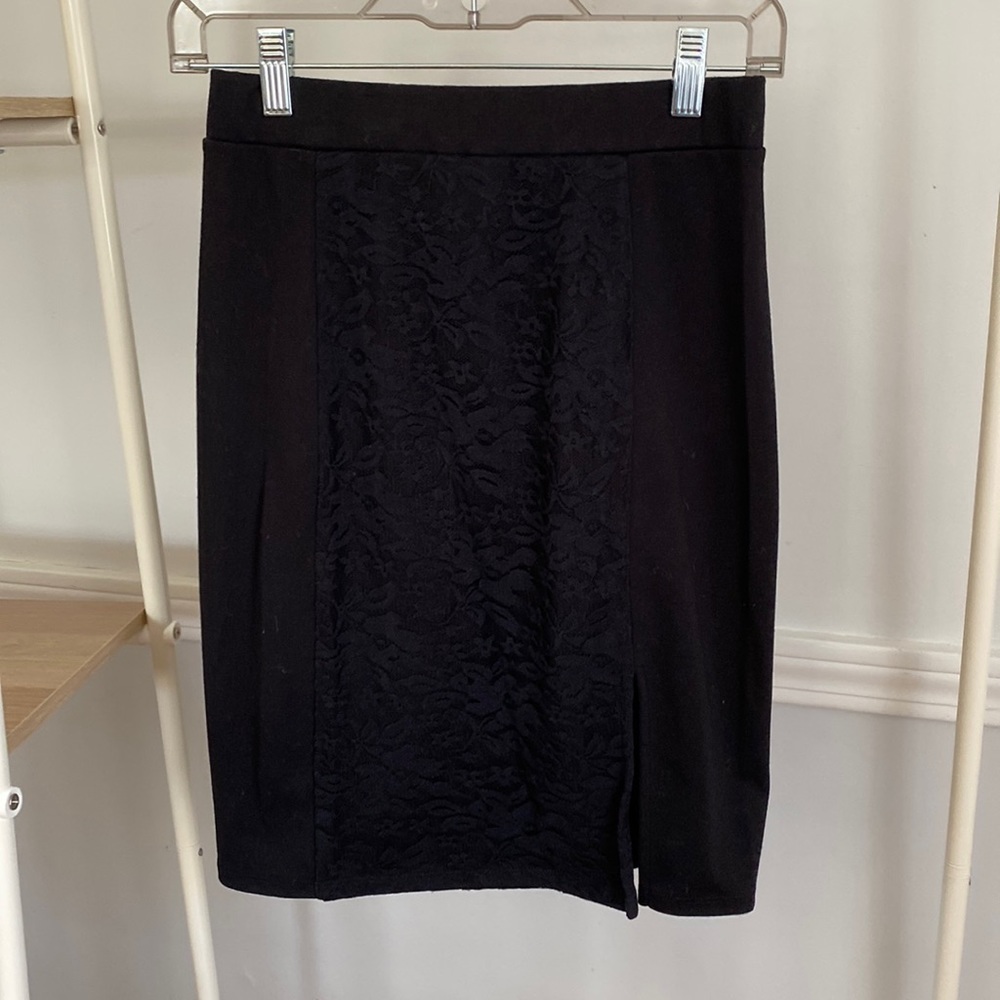 Black Skirt with Lace Detail
